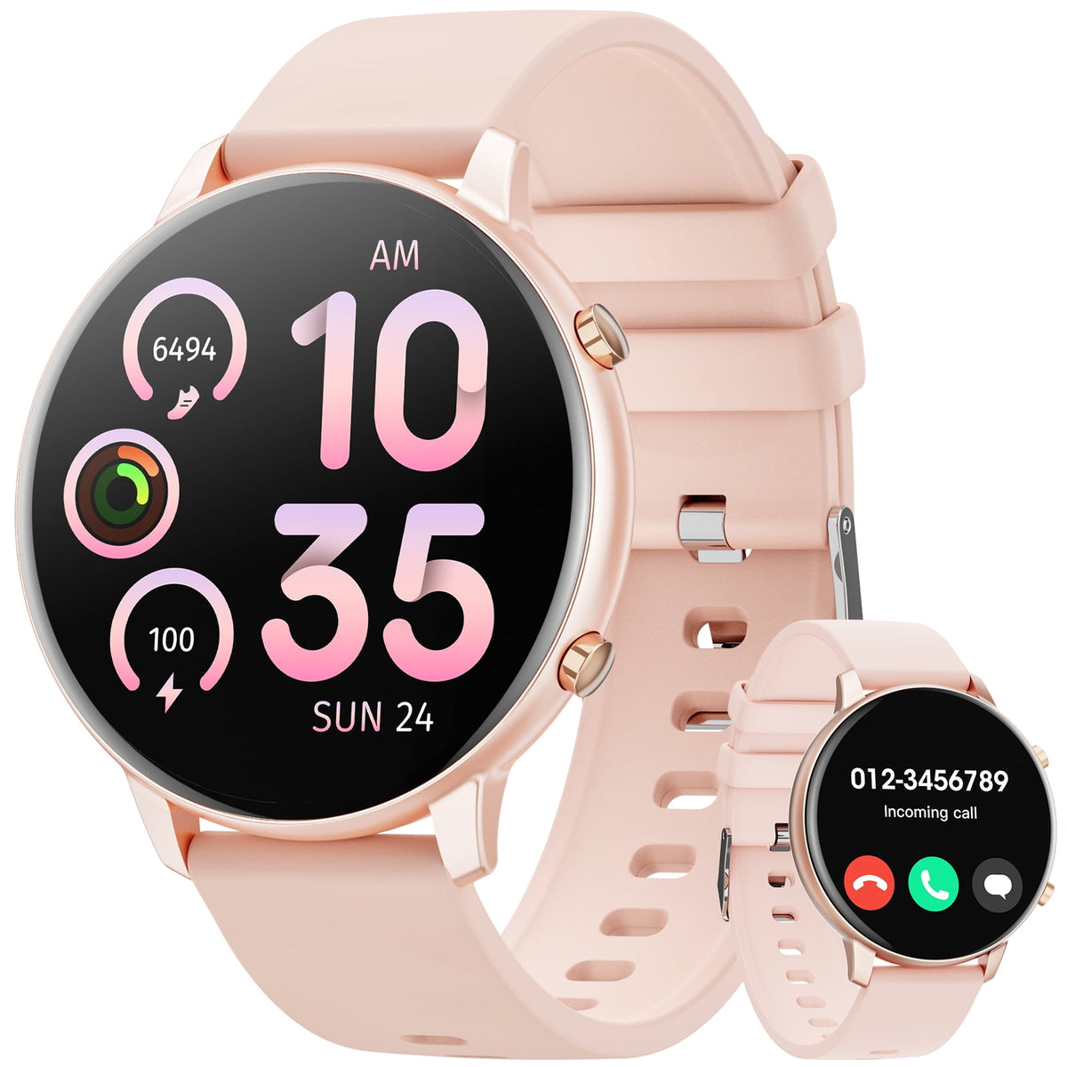 Smart Watch for Women, 1.39" Fitness Tracker with Bluetooth Calls(Answer&Make&Message Reminder), Smart Watch Fits for Android and iPhone, IP67 Waterproof, 100+ Sport Modes Smartwatch, for Gift, Pink