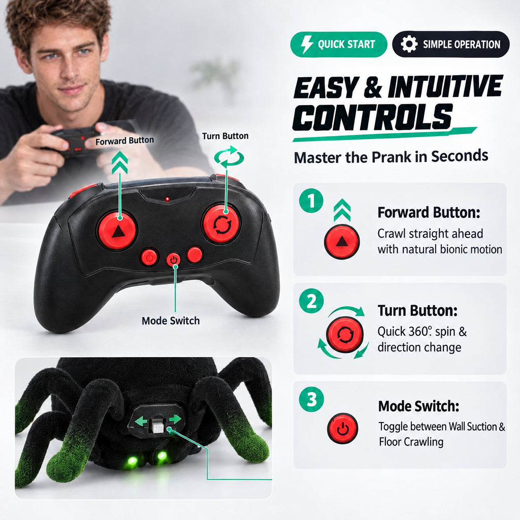 Remote Control Spider Toys, RC Giant Spider Toys Wireless Remote Control ,360° Rotating High Simulation Spider Animal Pets Toys Furry Texture Glowing Eyes Perfect for Christmas Joke Game Playing