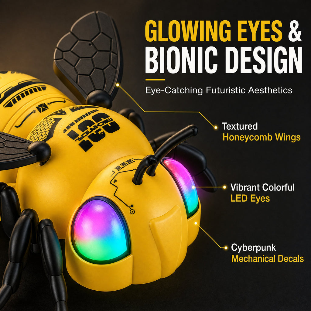 Doulami Remote Control Bee Toy, 2.4GHz Wall Climbing RC Toy for Kids, LED Glow Eyes & 360° Rotation Climbing Bug with 2 Batteries, Quiet Prank Toy for Boys & Girls Birthday Gift